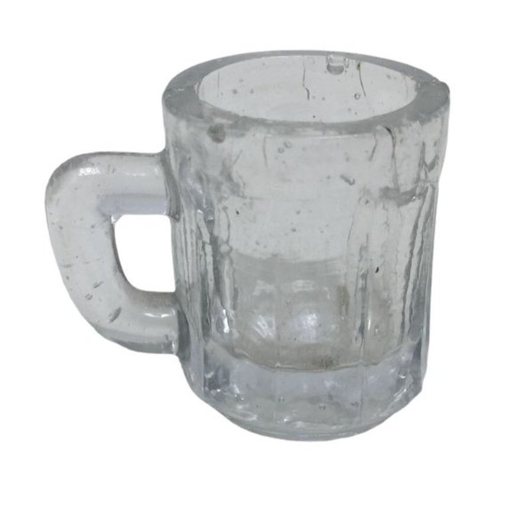 Vintage Small Miniature Japan Clear Glass Handled Root Beer Mug - Picture 2 of 7